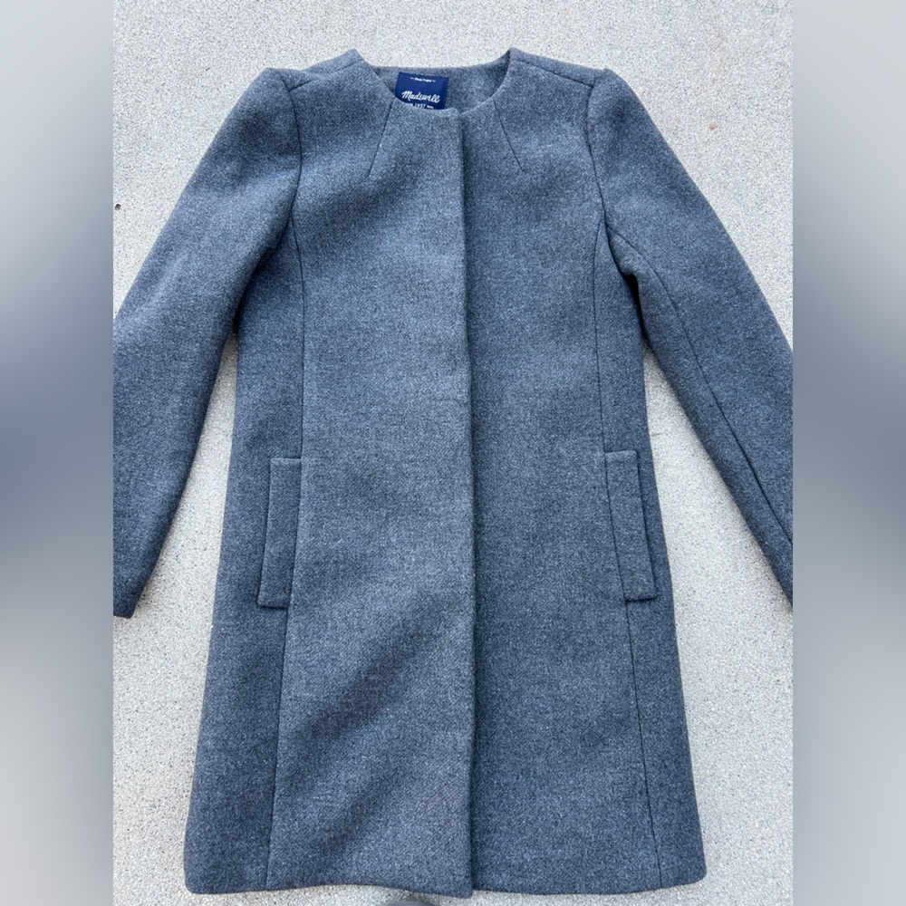 Madewell Curator Wool Long Gray Coat Finely Crafted Women Size XS - Picture 3 of 12